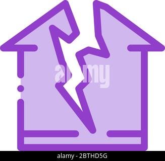 lightning destroyed house icon vector outline illustration Stock Vector ...