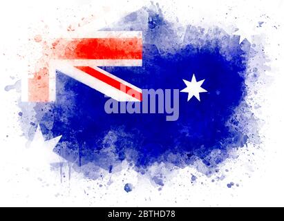 Australian flag, watercolor illustration flag of Australia, isolated on white paper background Stock Photo