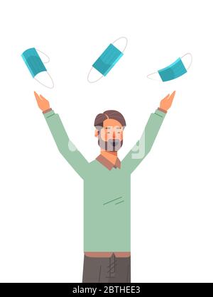 man throwing medical masks coronavirus win defeated covid-19 guy ...