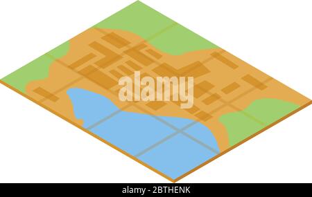 Quest map icon, isometric style Stock Vector