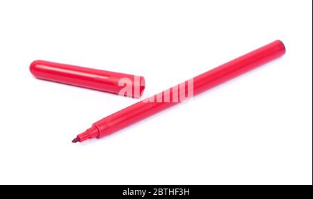 Red felt pen isolated on white background Stock Photo