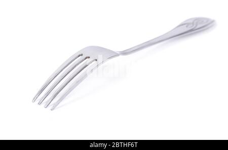 Stainless steel fork isolated on white background Stock Photo