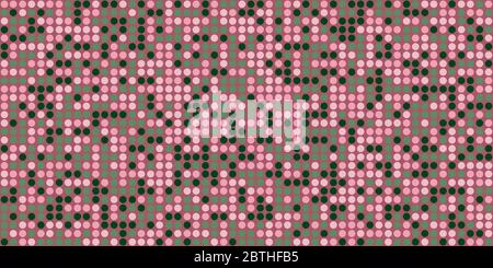 Green and pink circles on purple background. Small circles  as particles evenly to each other. Calm colours. Background for posters, banners, business Stock Vector