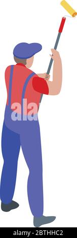 Craftsman painting icon, isometric style Stock Vector