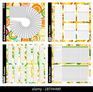 habits tracker, bullet magazine. Tracker template for day planning. Vector illustration. Useful habits. Self control Stock Vector