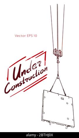Sketch. Construction crane hook. Vector hand draw Stock Vector