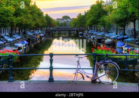 Beautiful image of the UNESCO world heritage canals  in Amsterdam, the Netherlands Stock Photo