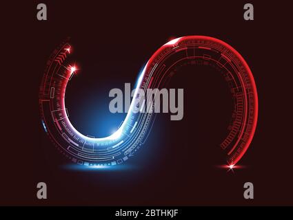 Technology abstract neon font and alphabet. techno effect logo designs for business growth to successful. Stock Vector