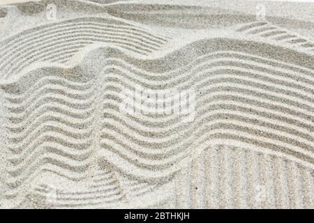Zen Pattern in Sand of Zen Garden. Stock Photo