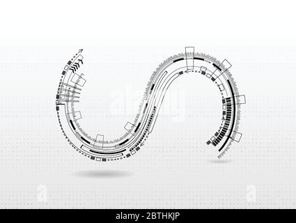 Technology abstract font alphabet on grey background. techno logo designs for business growth to successful. Stock Vector