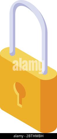 Quest padlock icon, isometric style Stock Vector