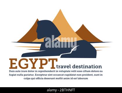 Egypt travel destination, pyramids and sphinx archeology banner Stock Vector