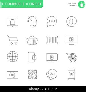 E-commerce thin line icon set Stock Vector