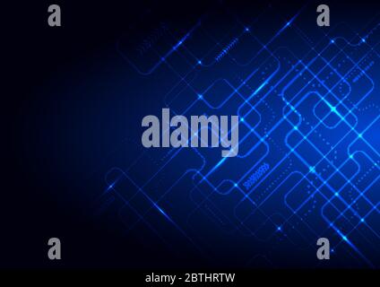 Abstract technology futuristic concept glowing blue lines and lighting on dark background. Vector illustration Stock Vector