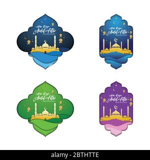 Muslim abstract greeting banners. Islamic vector illustration Stock Vector