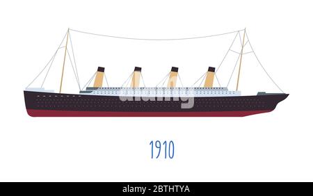 Steam boat, ship design of old times vector Stock Vector
