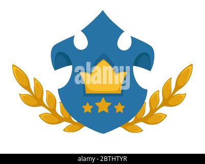 Heraldic shield with stars rate and golden crown Stock Vector