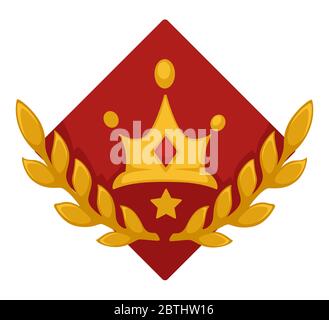 Heraldic shield with crown, star and laurel leaves Stock Vector