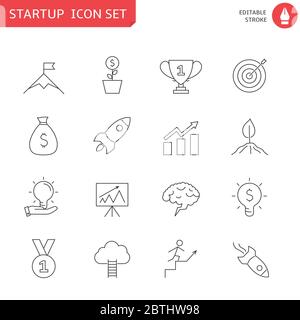 Startup thin line icon set Stock Vector