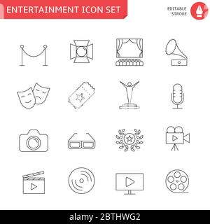 Entertainment thin line icon set Stock Vector