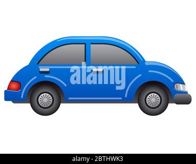 illustration of the blue sedan small car icon Stock Vector