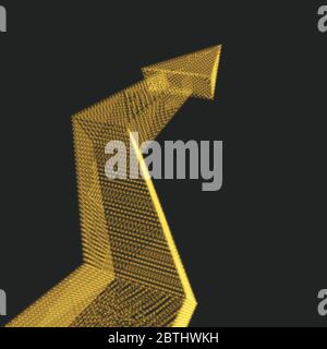 Arrow up. 3D Business concept. Array with Dynamic Particles. Vector Illustration with Dots. Stock Vector
