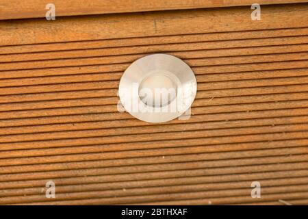 LED light in a wooden terrace Stock Photo
