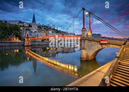 Lyon. Cityscape image of Lyon, France during sunrise. Stock Photo