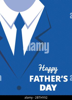 Father's day. Greeting card. Man in a blue jacket with a tie. Stock Vector