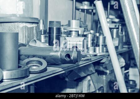 old Metalworking machine, manufactured in the middle of the last century, is still in good condition. The use of old technologies in times of crisis a Stock Photo