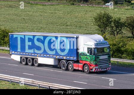 tesco lorry vehicle truck articulated transporter supermarket england alamy eddie stobart haulage hgv transportation trucks delivery