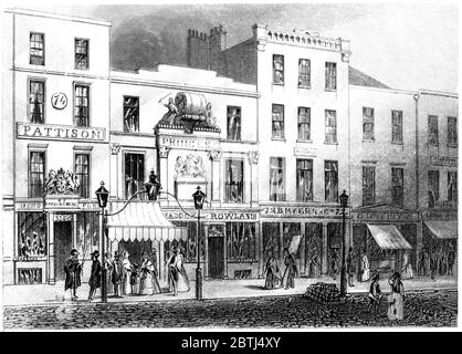 Engraving of The Princess Theatre London scanned at high resolution from a book printed in 1851. This image is believed to be free of all copyright. Stock Photo