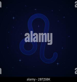 Leo, the lion zodiac sign on the starry night sky. Stock Vector