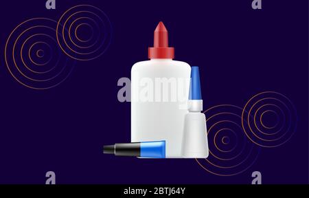mock up illustration of glue package on abstract background Stock Vector