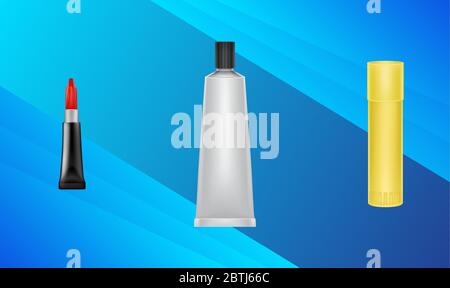 mock up illustration of glue pack for kids on abstract background Stock Vector