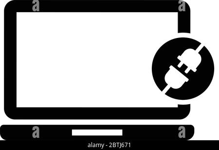 Electrical outlet and plug unplugged 404 error, page not found connection error or time out on laptop Vector illustration in flat design Stock Vector