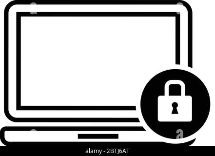 Computer security line icon concept isolated on white Stock Vector