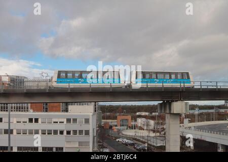 Frankfurt am Main, Germany - Jan 10, 2020: Monorail road at airport Stock Photo