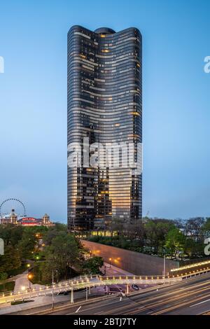 Lake Point Tower at dusk Stock Photo