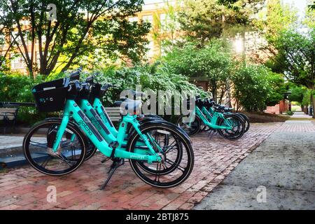 Bike share parking spot in Syracuse, New York Stock Photo