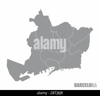 Barcelona districts map Stock Vector