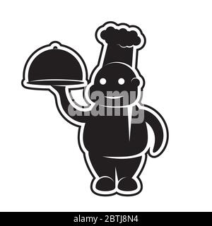 icon of a chef with a dish in his hands on a white isolated background. Vector image Stock Vector