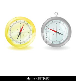 gold and silver compass vector illutsration on white Stock Vector