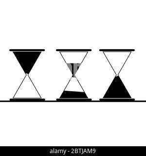 Hourglass simple black vector icon set. Sand clock line symbol set ...