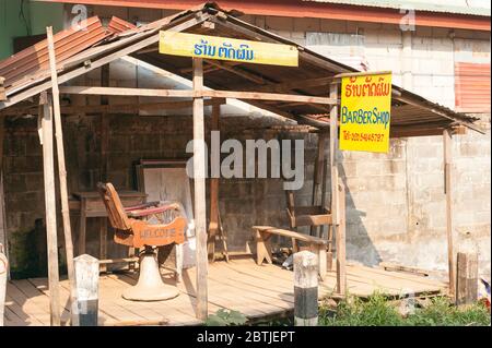 Barber Shop, Vang Vieng, Laos, Southeast Asia Stock Photo