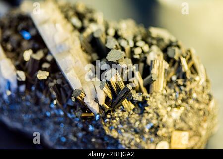 Closeup of the manganite and barite crystals Stock Photo