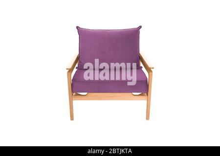 Pink armchair. Modern designer chair on white background. Texture chair. Stock Photo
