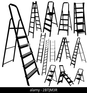 ladder vector silhouette in black color on white Stock Vector