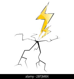 lightning and cracks vector illustration on a white background Stock Vector