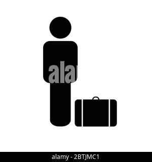 man icon with travel bag vector illustration Stock Vector